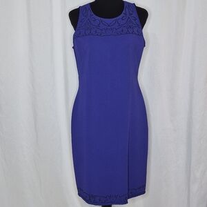 ST. JOHN Stenciled Embroidery Sheath Dress - Size 8